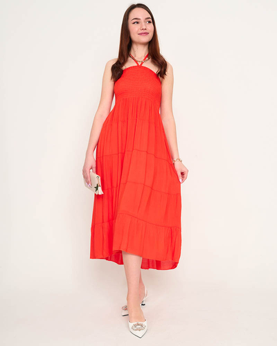 Oranžinė PLUS SIZE midi suknelė - Drabužiai