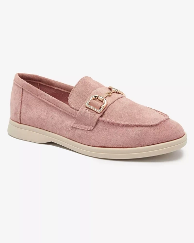 Темно-розовые женские мокасины с золотым украшением Neterri - Обувь