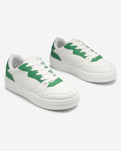 Balti moteriški sportiniai bateliai su žaliais įdėklais Tercua- Footwear