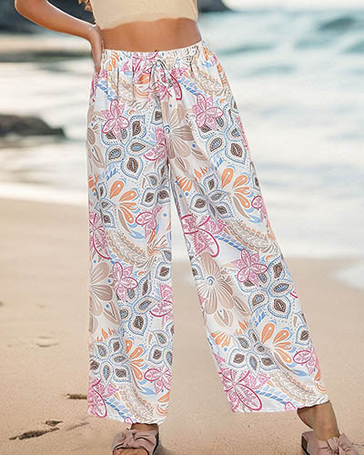 Royalfashion Moteriškos raštuotos plačios kelnės