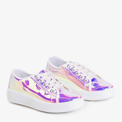 Fioletowe holograficzne tenisówki na platformie Vordena - Obuwie