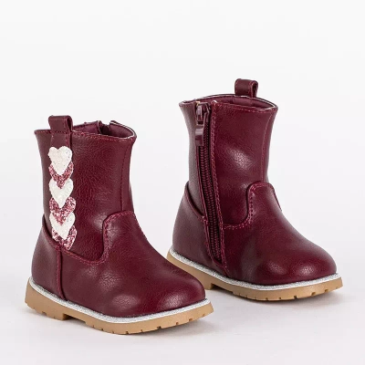 Mergaičių bordo spalvos aulinukai su dekoratyviniu Nokimi-Shoes batviršiu