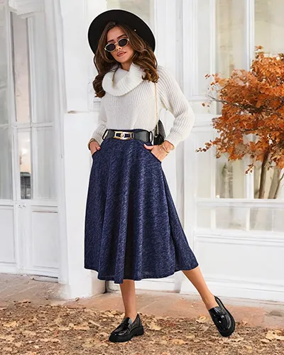 Royalfashion Moterų vidutinio ilgio sijonas