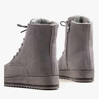 Серые зимние сапоги на шнуровке Nidym - Обувь