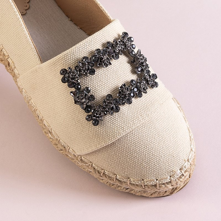 Moteriškos smėlio spalvos espadrilės su „Manya“ puošmena - Avalynė