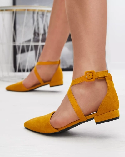 Туфли женские на плоской подошве горчичного цвета Qiumi - Shoes