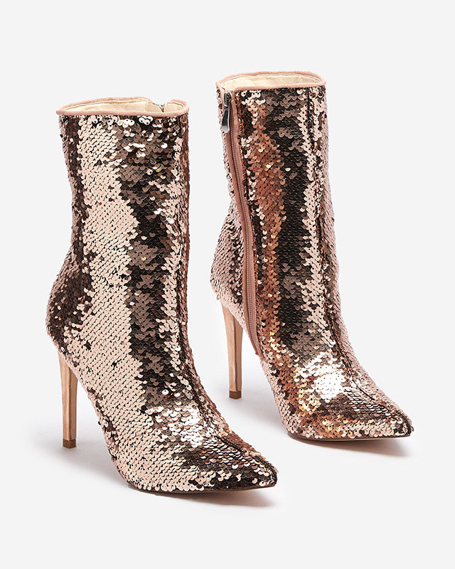 OUTLET Розово-золотые женские сапоги с блестками Lexillo- Footwear
