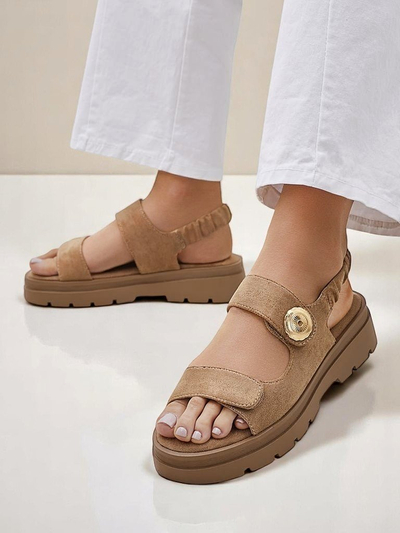 Royalfashion Callisto women's sandals brown ecological leather platform