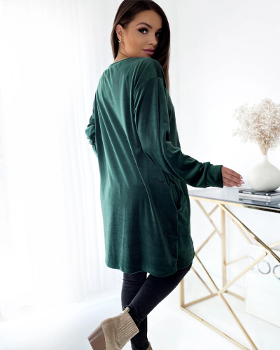 Royalfashion Женская туника с цирконами темно-зеленого цвета