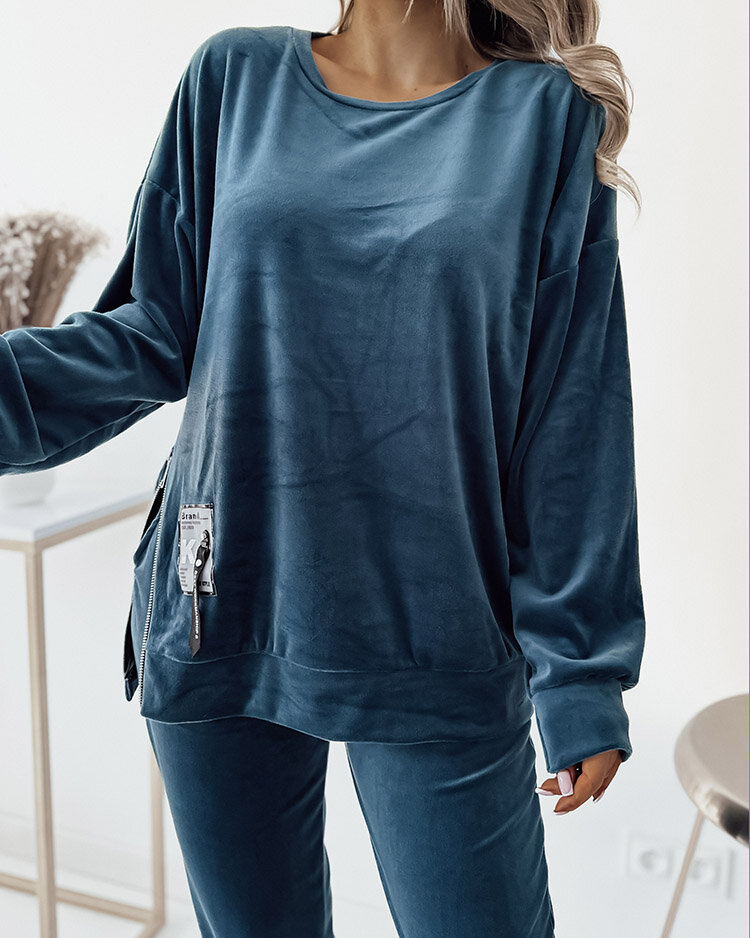 Royalfashion Бирюзовый велюровый женский спортивный костюм