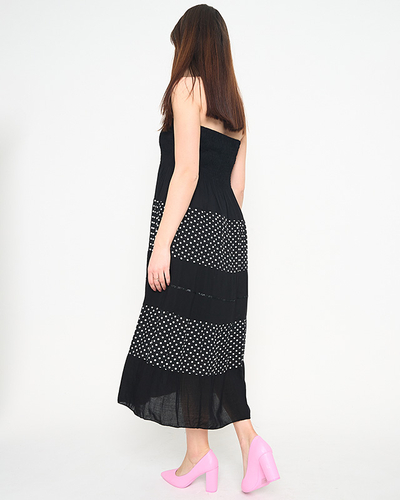 Черное платье макси в горошек PLUS SIZE