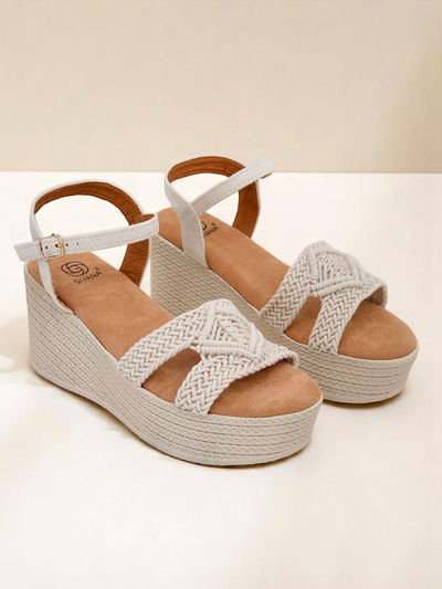 Royalfashion Moteriškos basutės su platforma, pintos Sunny Day
