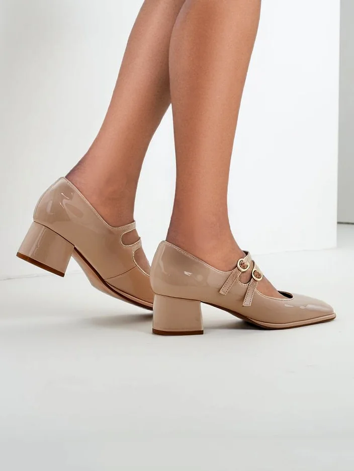 Роялфэшн Женские туфли на каблуке из лакированной экокожи с ремешками Weyy