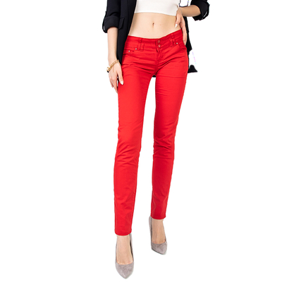Raudonos moteriškos kelnės žemu liemeniu - Drabužiai