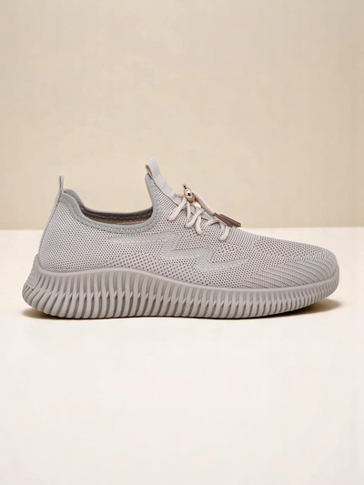 Aurelia Beige Royalfashion – Beige Women's Cloth Lace-Up Sneakers