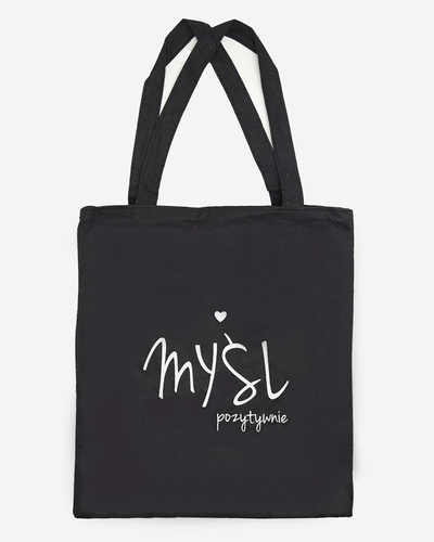 Сумка из ткани черного цвета с надписью - Аксессуары