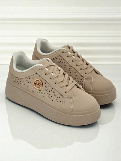Sneakersy platforma Callista Royalfashion ecru skóra ekologiczna – sztos!
