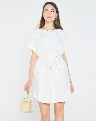 Moteriška balta ilga palaidinė tupu tunika su kaklaraiščiu - Drabužiai