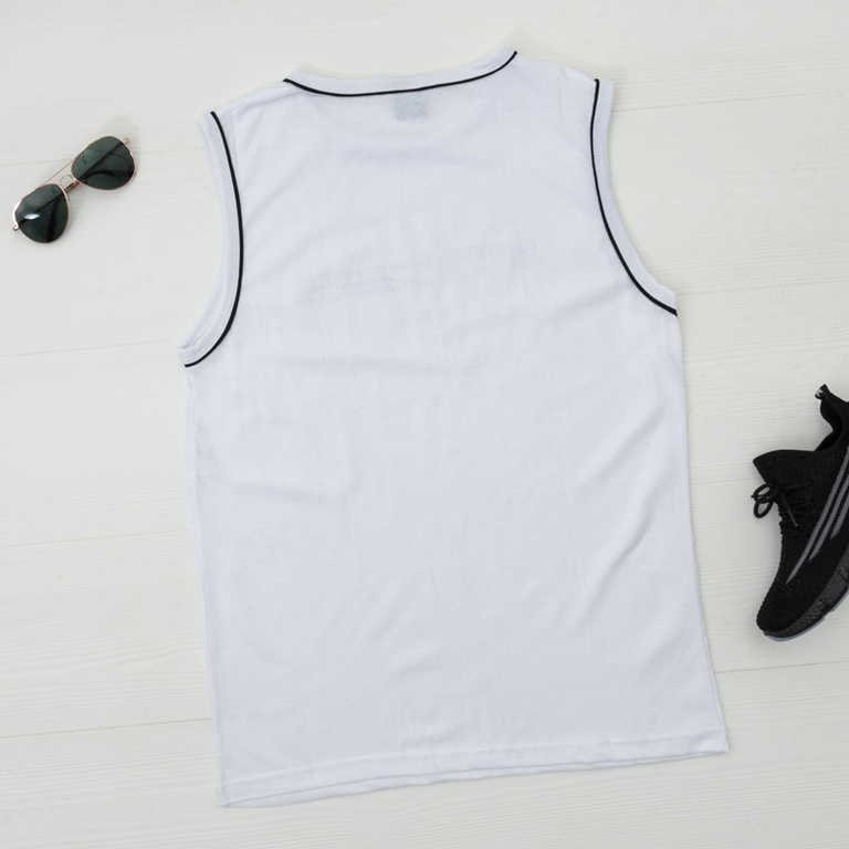 Medvilniniai balti vyriški marškinėliai be rankovių-Drabužiai