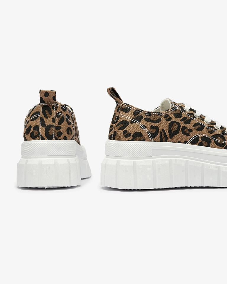 Коричневые женские кроссовки на платформе с узором Ziratia - Обувь