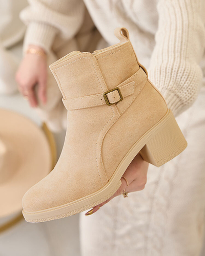 Royalfashion Бежевые женские сапоги на низком ходу Masymar