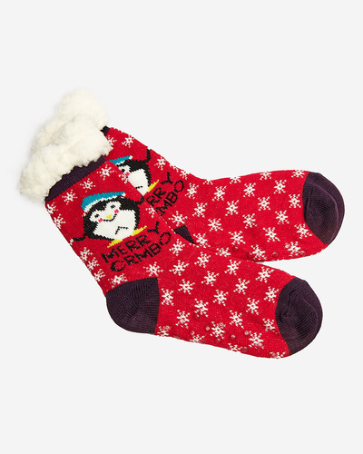 Raudonos moteriškos kojinės su kalėdiniu raštu - Apatinis trikotažas