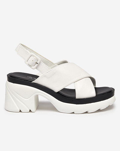 Белые женские босоножки на толстой шпильке Feine - Обувь