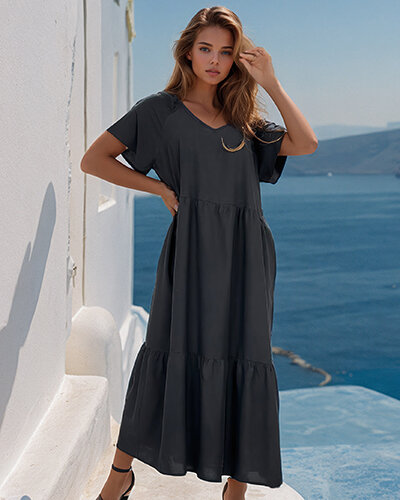 Royalfashion Moteriška paprasta midi suknelė