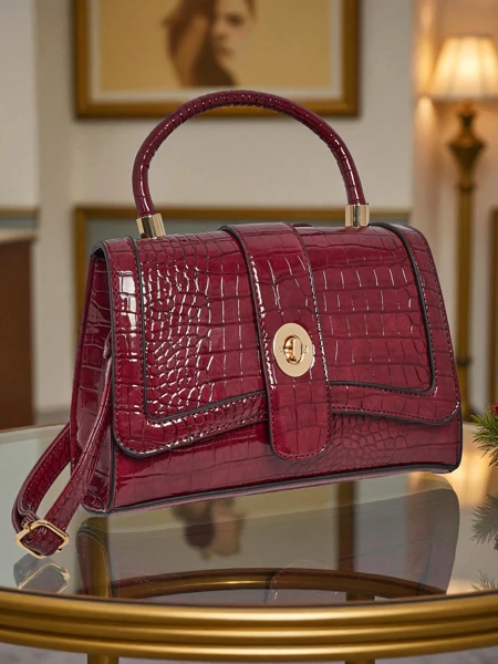 Lakuotas mažas moteriškas rankinukas iš eko odos Lunaya