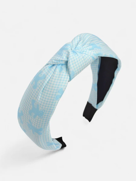 Royalfashion Opaska do włosów z plecionką w kratkę i misie