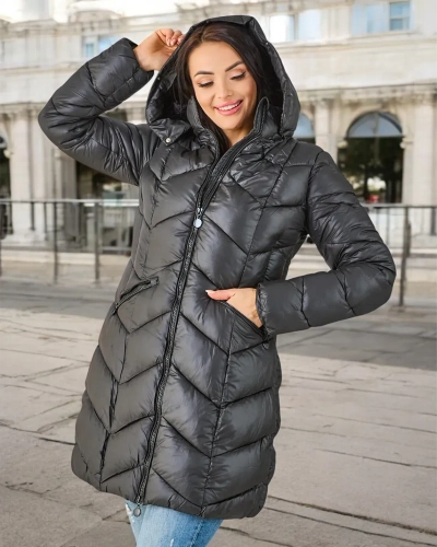 Royalfashion moterų žiemos siūtomis paltas