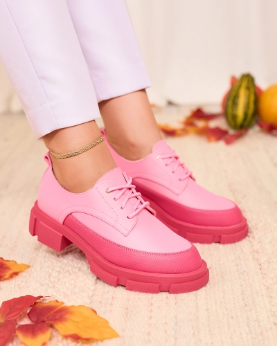 Royalfashion Pink Moteriški matiniai pusbačiai su tvirtu padu Trendy Chunky