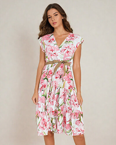 Royalfashion Женское платье миди с цветочным узором