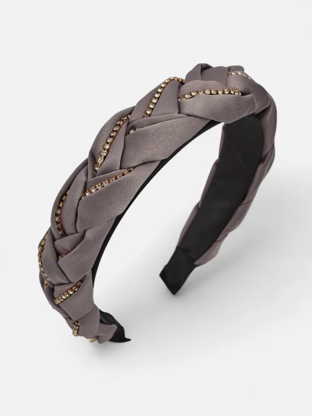 Royalfashion Повязка на голову с плетением в косу, украшенная цирконами