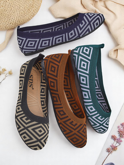 Royalfashion Fabric moteriškos balerinos su geometriniu raštu Metrinis