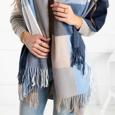 Tamsiai mėlyna moteriška languota skarelė - aksesuarai