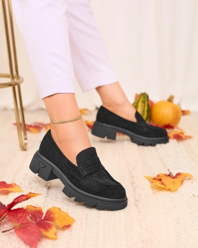 Royalfashion Juodi moteriški ažūriniai mokasinai Lace Glide