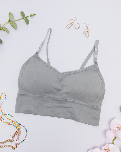 Женское серое спортивное бра — нижнее белье