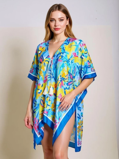 Aurelia Blue Pareo Royalfashion – Летнее женское парео до колен с V-образным вырезом