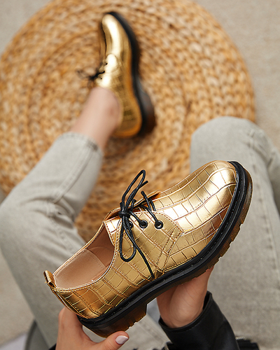 Туфли женские золотые с тиснением Seniri - Обувь