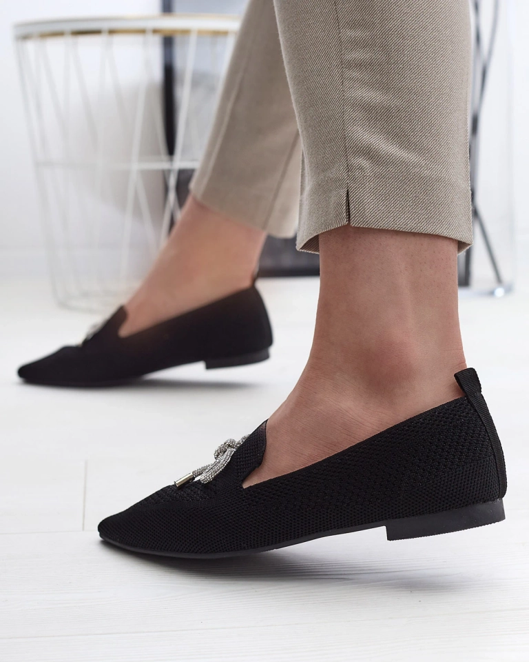 Royalfashion Черные женские балеринки из ткани Faqsa