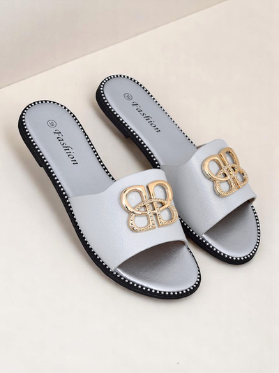 Royalfashion Женские шлепанцы на плоской подошве Aura Gold