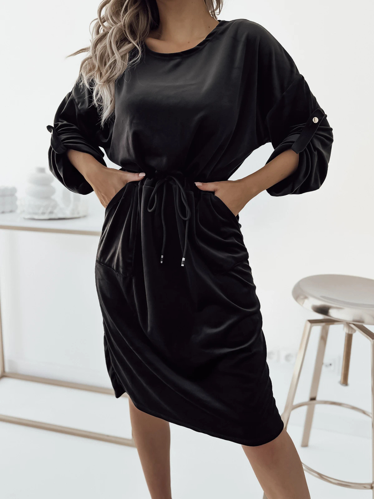 Royalfashion Женское черное платье-миди