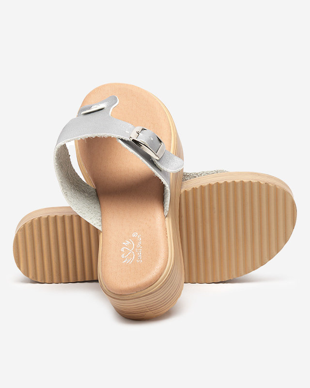 Sidabrinės moteriškos basutės ant Borico platformos - Avalynė