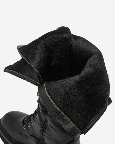 Royalfashion Juodi nėriniuoti moteriški batai Decovbo