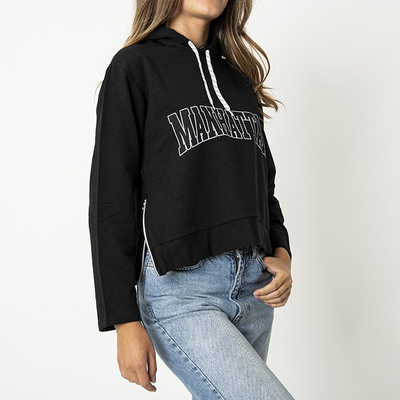 Juodi moteriški megztiniai su užrašu - Drabužiai