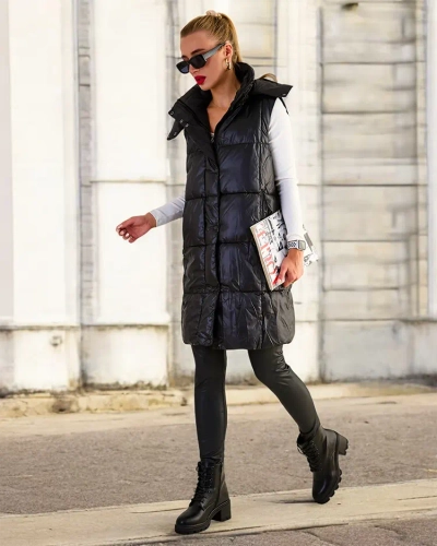 Royalfashion Длинный женский жилет с отстрочкой
