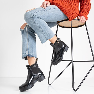 Czarne damskie botki gumowe Hogys - Obuwie