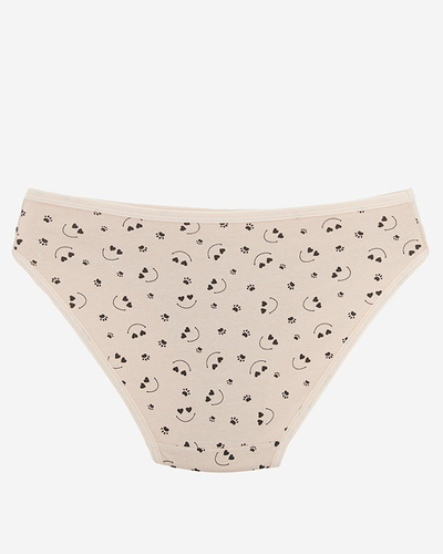 Бежевые хлопковые женские трусики с принтом - Нижнее белье