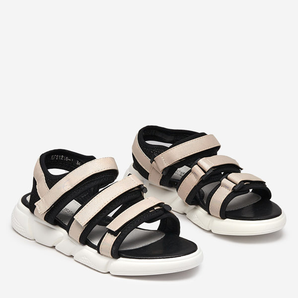 Smėlio spalvos „Mumin-Shoes“ mergaičių basutės užsegamos Velcro lipduku